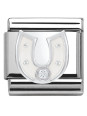 Bracelet Nomination base Acier et fer à cheval blanc Argent