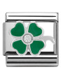 Bracelet Nomination base Acier et trèfle vert Argent