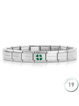 Bracelet Nomination base Acier et trèfle vert Argent