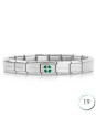 Bracelet Nomination base Acier et trèfle vert Argent