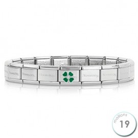 Bracelet Nomination base Acier et trèfle vert Argent