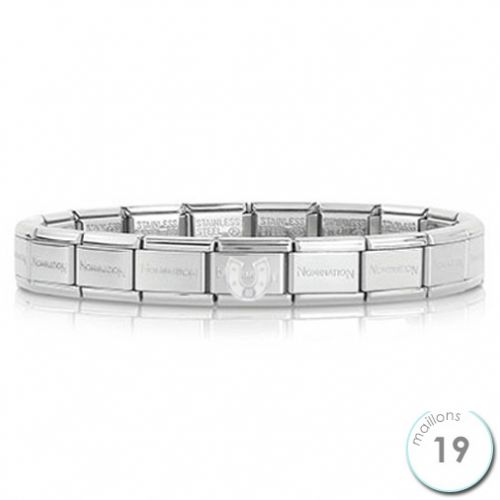 Bracelet Nomination base Acier et fer à cheval blanc Argent