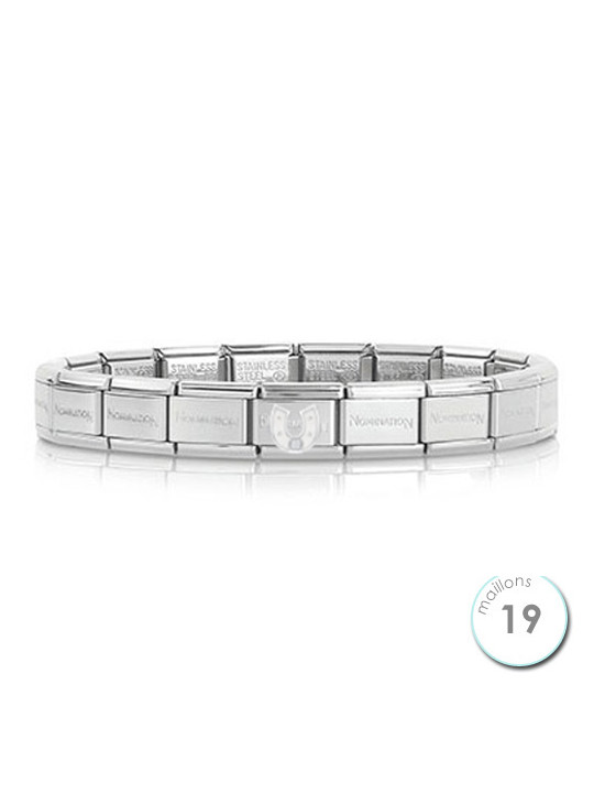Bracelet Nomination base Acier et fer à cheval blanc Argent
