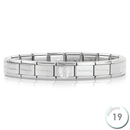 Bracelet Nomination base Acier et fer à cheval blanc Argent