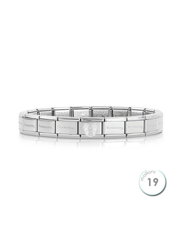 Bracelet Nomination base Acier et fer à cheval blanc Argent