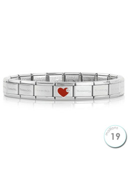 Bracelet Nomination base Acier et coeur rouge Argent