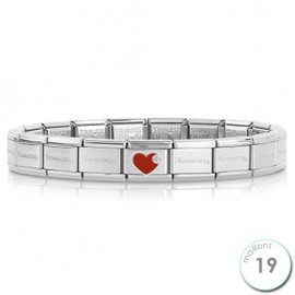 Bracelet Nomination base Acier et coeur rouge Argent