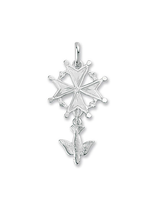 Pendentif croix de huguenotte en Argent