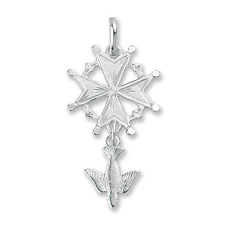 Pendentif croix de huguenotte en Argent