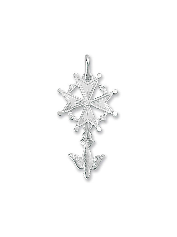 Pendentif croix de huguenotte en Argent