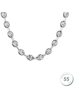 Collier chaine maille grain de café en Argent