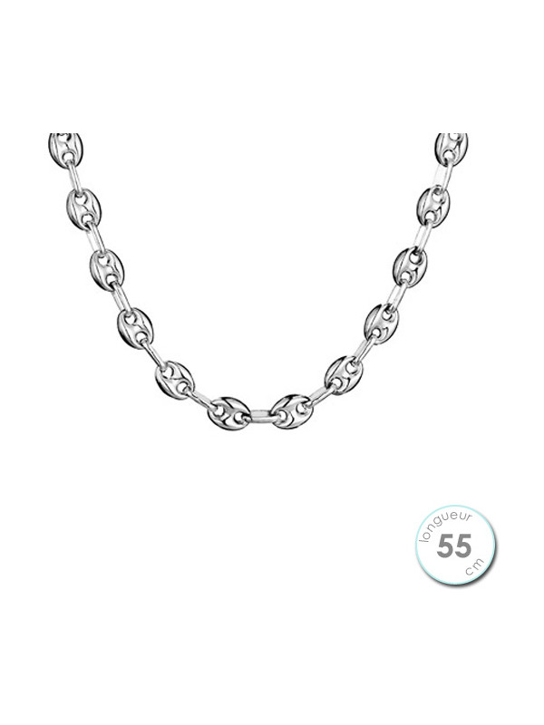 Collier chaine maille grain de café en Argent