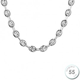 Collier chaine maille grain de café en Argent