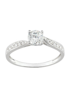 Bague solitaire Or et oxydes de zirconium