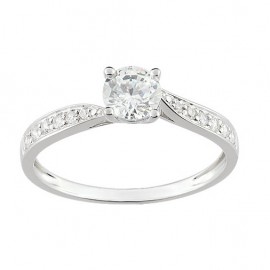 Bague solitaire Or et oxydes de zirconium