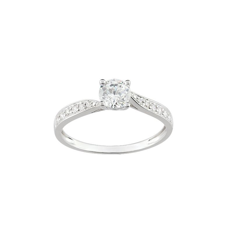 Bague solitaire Or et oxydes de zirconium