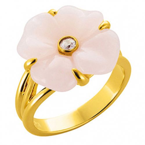 Bague Nina Ricci plaqué Or, résine et oxyde de zirconium