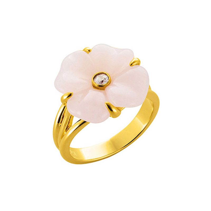 Bague Nina Ricci plaqué Or, résine et oxyde de zirconium