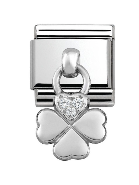 Maillon Nomination classic charms trèfle et oxydes