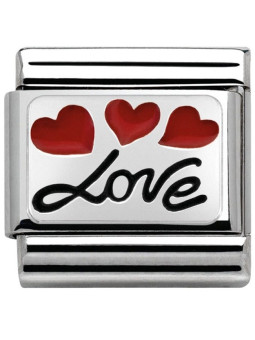 Maillon Nomination classic Argent Love et coeurs