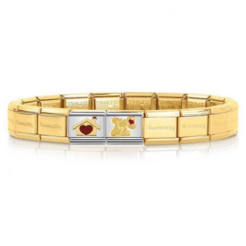 Bracelet Nomination base acier dorée jaune spécial amoureux