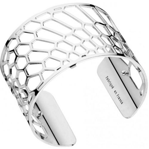 Bracelet manchette Les Georgettes motif nid d'abeille finition Argent large