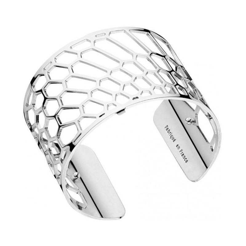 Bracelet manchette Les Georgettes motif nid d'abeille finition Argent large
