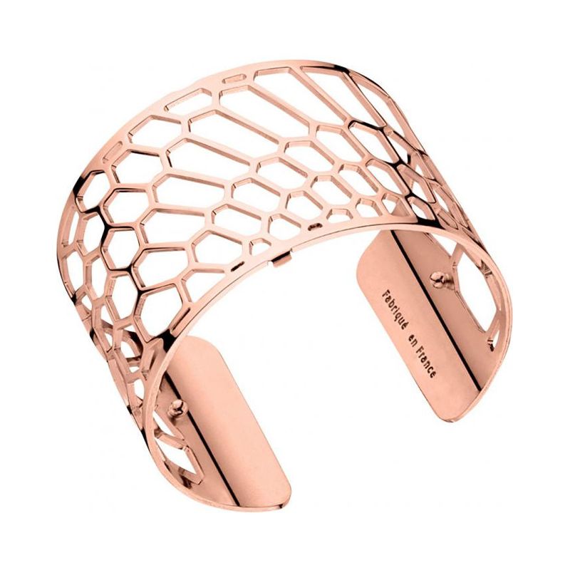 Bracelet manchette Les Georgettes motif nid d'abeille finition Or rose large