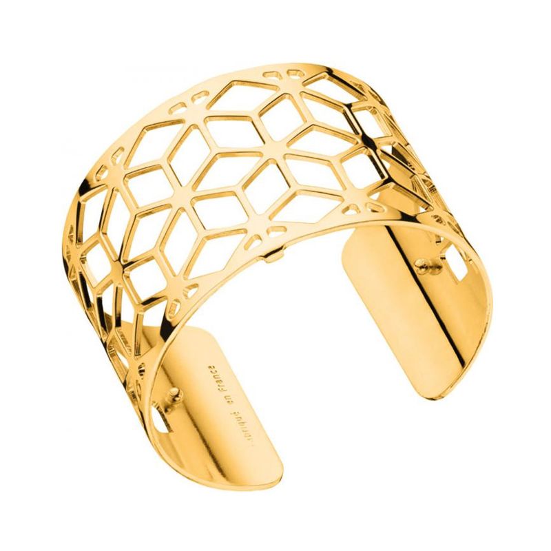 Bracelet manchette Les Georgettes motif resille plaqué Or jaune large