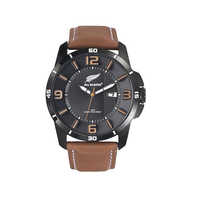 Montre homme All Blacks bracelet cuir marron
