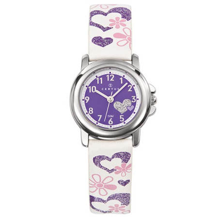 Montre enfant Certus coeurs violette