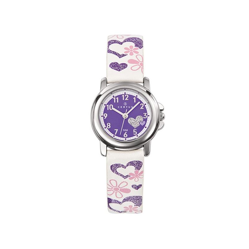 Montre enfant Certus coeurs violette