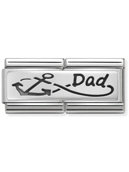 Maillon Nomination classic double Plaque lisse Argent Dad