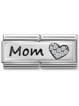 Maillon Nomination classic double Plaque lisse Argent Mom