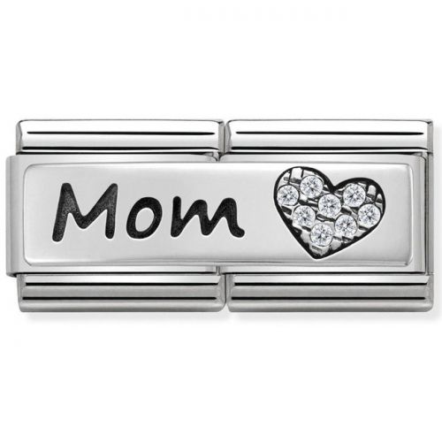 Maillon Nomination classic double Plaque lisse Argent Mom