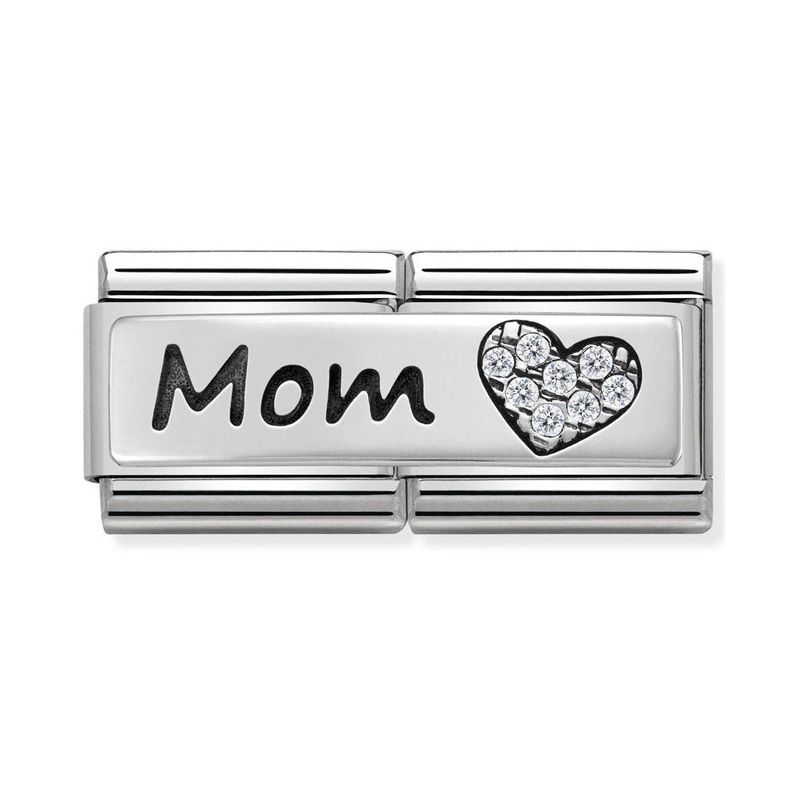 Maillon Nomination classic double Plaque lisse Argent Mom