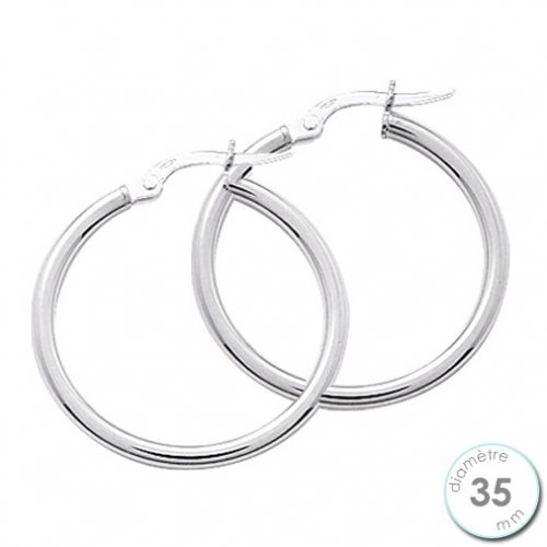 Boucles d'oreilles créoles Or blanc 750 diamètre 35 mm