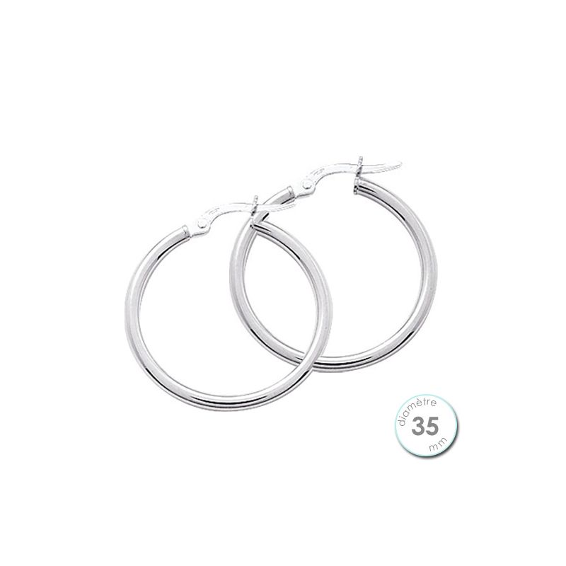 Boucles d'oreilles créoles Or blanc 750 diamètre 35 mm