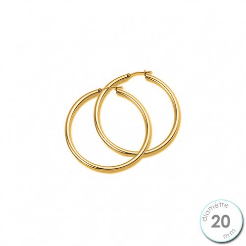Boucles d'oreilles Créoles plaqué Or diamètre 20 mm