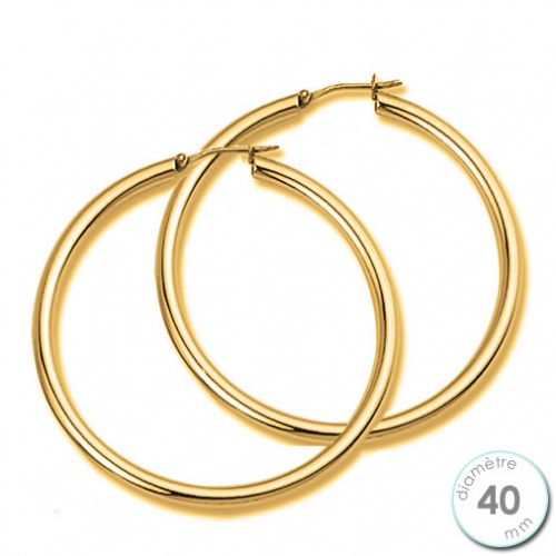 Boucles d'oreilles Créoles plaqué Or diamètre 40 mm