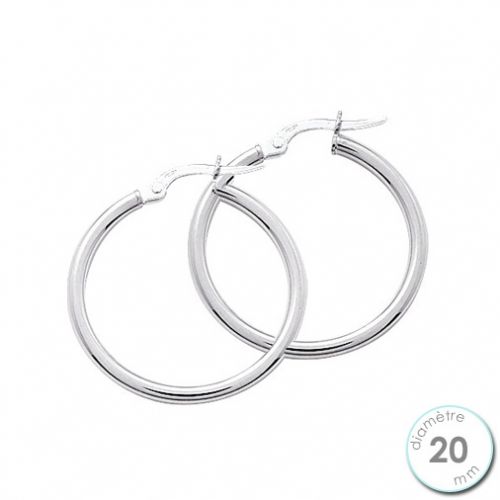 Boucles d'oreilles créoles Or blanc 375 diamètre 20 mm