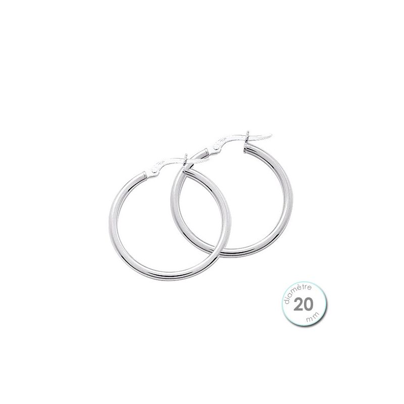 Boucles d'oreilles créoles Or blanc 375 diamètre 20 mm