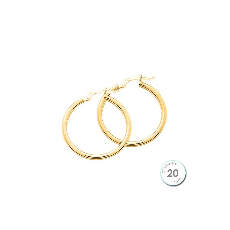 Boucles d'oreilles créoles Or jaune 375 diamètre 20 mm