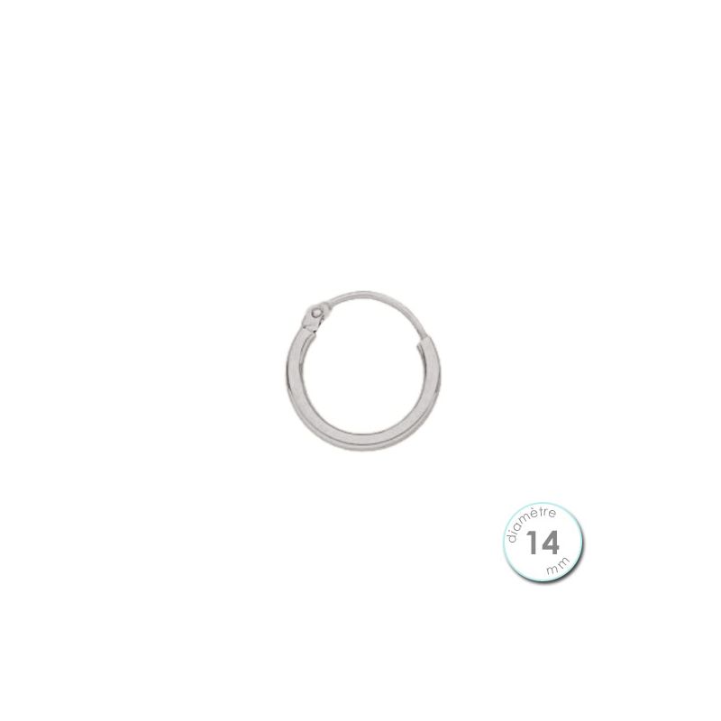 Boucle d'oreille créole à l'unité Or blanc 14 mm