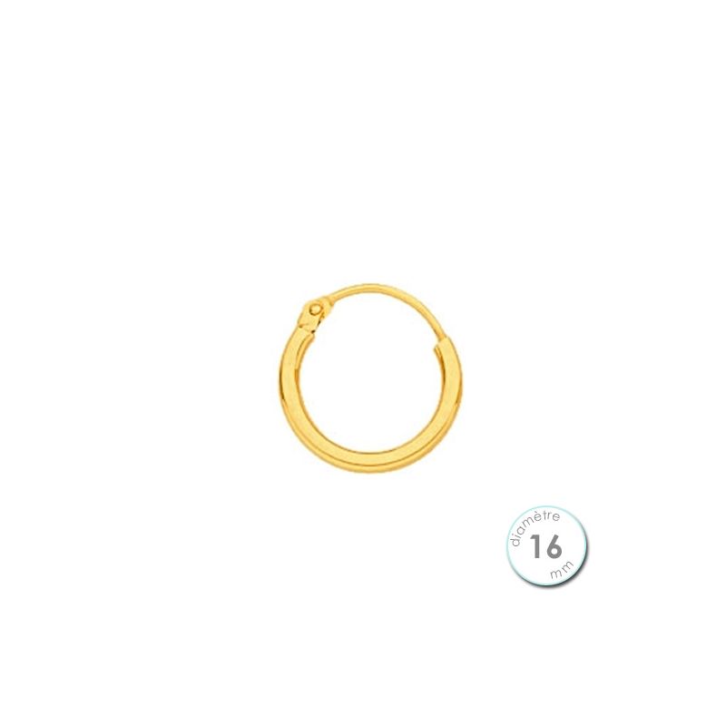 Boucle d'oreille créole à l'unité Or jaune 16 mm