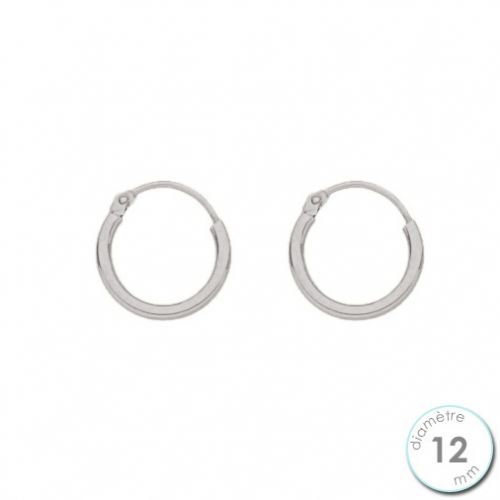 Boucles d'oreilles créoles Or blanc 750 diamètre 12 mm