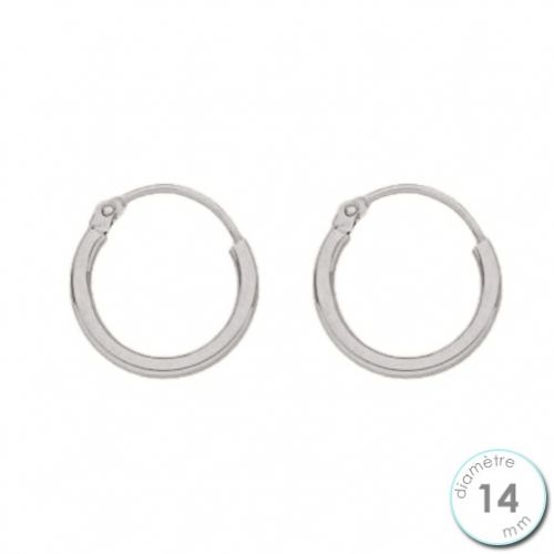 Boucles d'oreilles créoles Or blanc 750 diamètre 14 mm