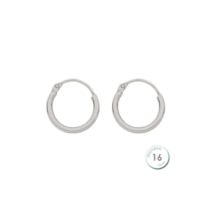 Boucles d'oreilles créoles Or blanc 750 diamètre 16 mm