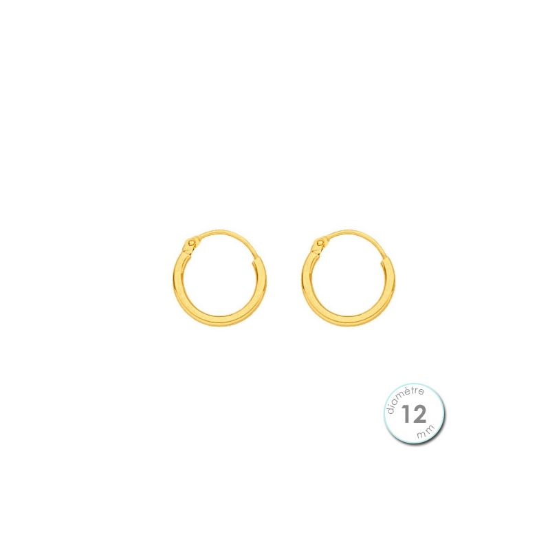 Boucles d'oreilles créoles Or jaune 750 diamètre 12 mm