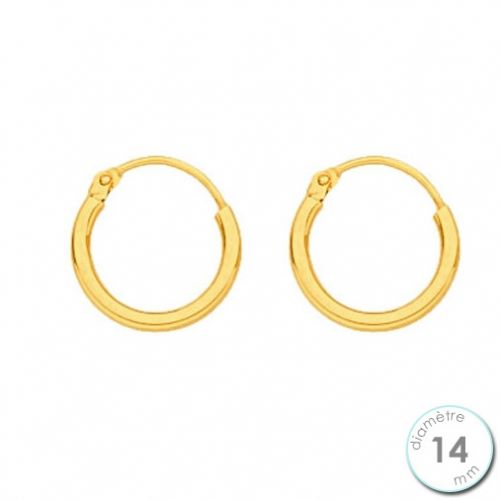 Boucles d'oreilles créoles Or jaune 750 diamètre 14 mm